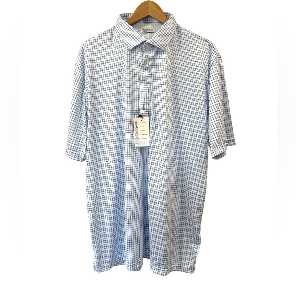 Collars & Co. Semi-Spread Collar Polo 2XL relaxed white blue crisp collar NWT